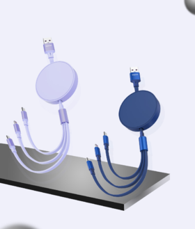 【团购展示】沃品单拉一拖三伸缩充电线   LC011