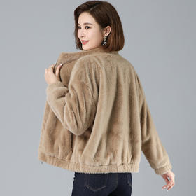 CT-2107 2022新款短款韩版修身女式仿水貂毛外套 秋冬季海宁皮草女士外套