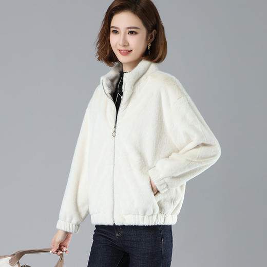 CT-2107 2022新款短款韩版修身女式仿水貂毛外套 秋冬季海宁皮草女士外套 商品图2