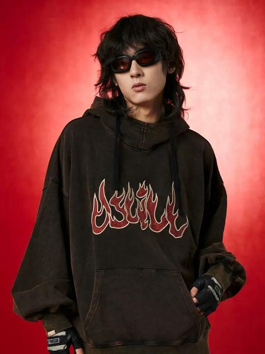 OSCill/火焰金光炒色连帽卫衣复古街头廓形新中式 商品图3