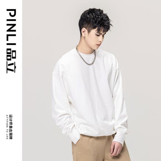 PINLI品立秋冬新款520克重磅圆领套头休闲卫衣oversize外套潮GD223309389 商品图11