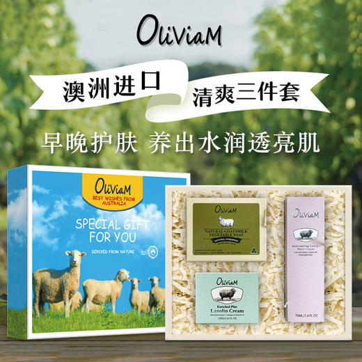 澳莉维亚小绵羊清洁保湿滋润3件套礼盒【三款可选】洗面奶/面霜/手霜/手工皂/睡眠面膜/ 商品图2