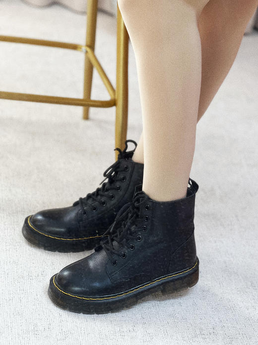 西村名物冬季新款时尚休闲系带圆头短靴马丁靴40091 商品图2