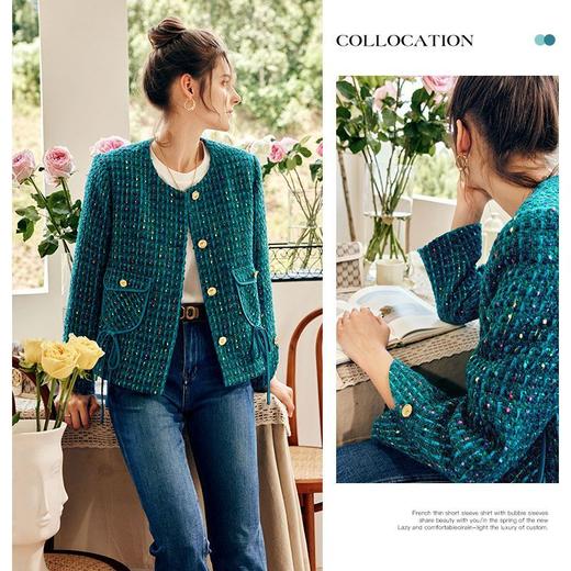 OLrain欧芮儿法式小香风短外套女秋季2022新款时尚气质粗花呢开衫 商品图0