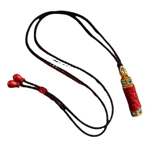 S925银镀金朱砂六字真言吊坠项 商品图4