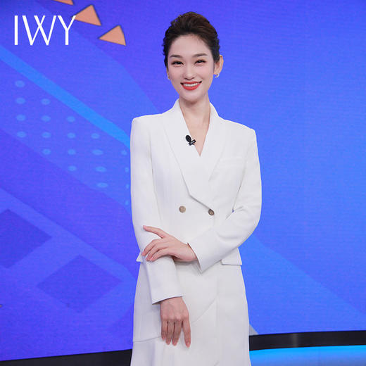 IWY/白色主持人连衣裙女秋季时尚艺考礼服正装职业裙气质演讲比赛服装Q10359 商品图2