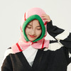 「5款配色！儿童成人均有」韩版秋冬宽松条纹针织拉法帽子 女保暖一体围脖毛线套头帽护耳撞色配饰 商品缩略图2