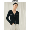 VIMAGE纬漫纪秋季新款100%绵羊毛v领短款撞色时尚通勤气质百搭针织开衫V1801421 商品缩略图7
