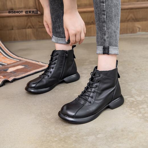 新款厚绒圆头牛皮舒适百搭矮靴933B25506 商品图2