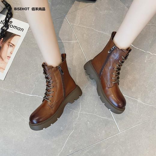 新品冬季加绒牛皮百搭舒适矮靴936B25537 商品图5