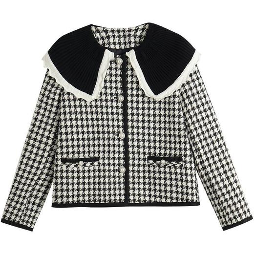 OLrain欧芮儿法式千鸟格短外套女春2025新款名媛小香风翻领上衣 商品图5