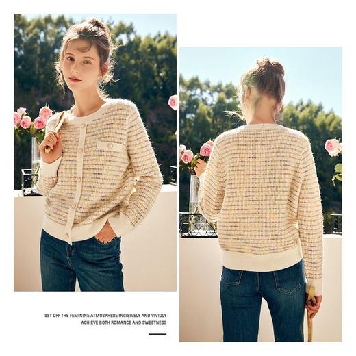 OLrain欧芮儿法式杏白色毛衣女冬季2022年新款小香风圆领套头衫 商品图1