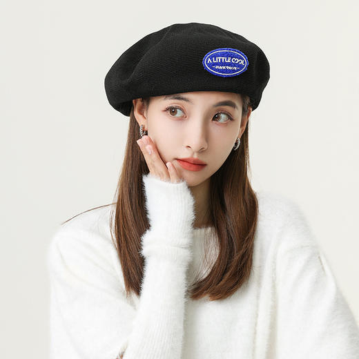 「8款配色」韩版秋冬季字母标棉麻贝雷帽子 女薄款雷锋帽街头画家帽配饰 商品图2