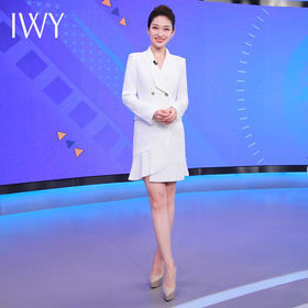 IWY/白色主持人连衣裙女秋季时尚艺考礼服正装职业裙气质演讲比赛服装Q10359