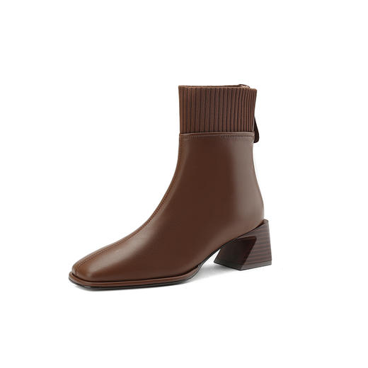 毛线口短靴女英伦方头时装靴，中跟复古瘦瘦靴粗跟LDKG-S5088 商品图13