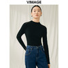 VIMAGE纬漫纪秋新款100%绵羊毛小立领套头纯色薄款打底基础款修身针织衫V1801422 商品缩略图8