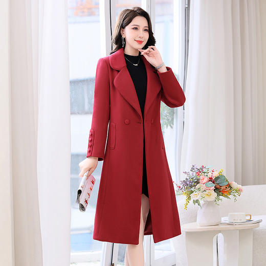 韩系感呢子大衣，中长款毛呢外套HR-WAY6601A 商品图3