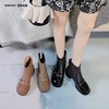 新品牛皮方跟圆头百搭舒适薄绒矮靴991B25528 商品缩略图0