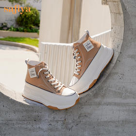 Safiya/索菲娅 网红百搭休闲2022冬季新款小个子厚底系带高帮鞋 SF24116183