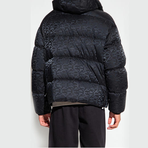 EMPORIO ARMANI 阿玛尼 男士徽标印花连帽拉链羽绒服 黑色 6L1BH2 1NLLZ 0999 商品图3
