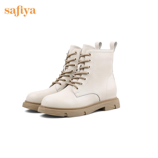 【春节不打烊】Safiya/索菲娅 加绒保暖短2022冬季新款英伦风百搭圆头低跟马丁靴女 SF24118404 商品图5