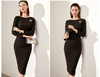 颈袖添香-连衣裙-J20384558A 装新款通勤修身女士气质时尚名媛长袖职场包臀连衣裙 商品缩略图4