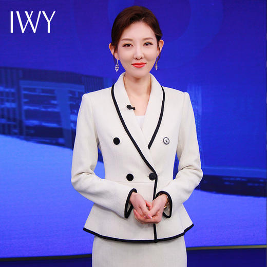 IWY/小香风西装套裙女长袖气质名媛风职业装套装高端主持人正装工作服CS1080 商品图2
