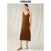 VIMAGE纬漫纪秋季新款100%绵羊毛气质修身显瘦吊带针织连衣裙V1801423 商品缩略图5
