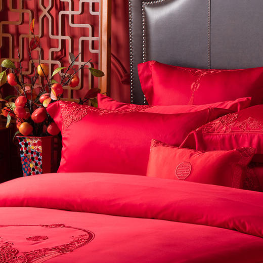 多喜爱 喜玫瑰婚庆新绒棉缎纹床上用品八件套 雀悦 cs 商品图2