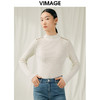 VIMAGE纬漫纪秋新款100%绵羊毛小立领套头纯色薄款打底基础款修身针织衫V1801422 商品缩略图0