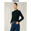 VIMAGE纬漫纪秋新款100%绵羊毛小立领套头纯色薄款打底基础款修身针织衫V1801422 商品缩略图7