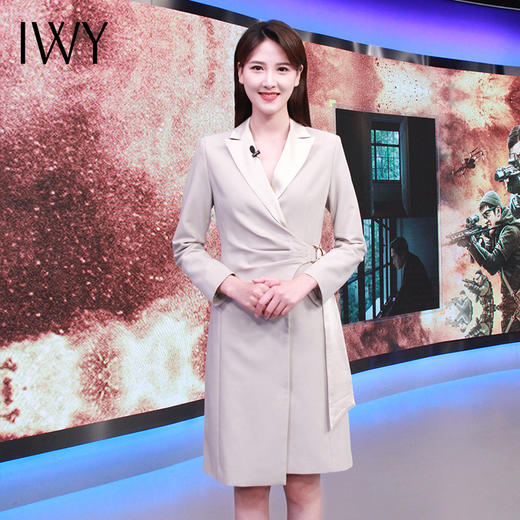 IWY/秋季绸缎领西装连衣裙女高级感主持人礼服气质名媛商务职业裙正装Q766 商品图0