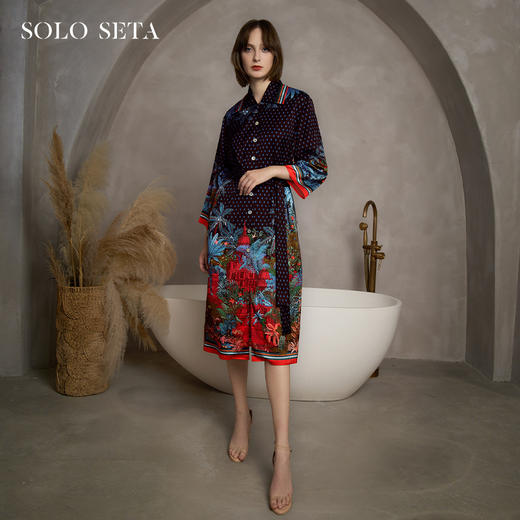 Solo seta22姆米真丝睡袍睡衣桑蚕丝家居服女长款高级感晨袍秋冬 商品图0
