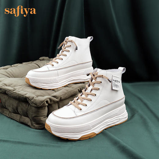 Safiya/索菲娅 网红百搭休闲2022冬季新款小个子厚底系带高帮鞋 SF24116183 商品图8