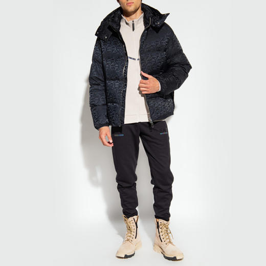 EMPORIO ARMANI 阿玛尼 男士徽标印花连帽拉链羽绒服 黑色 6L1BH2 1NLLZ 0999 商品图1