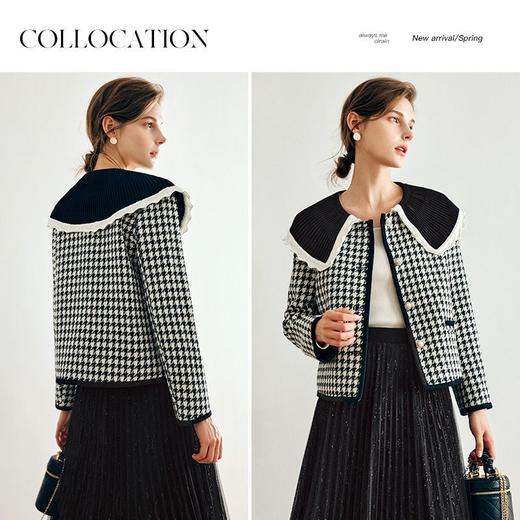 OLrain欧芮儿法式千鸟格短外套女春2025新款名媛小香风翻领上衣 商品图1