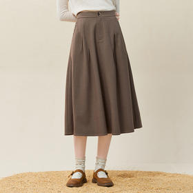 famecoco范可儿格纹拼接tr半身裙女冬高腰a字裙显瘦遮胯F228HA008