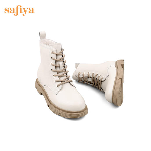 【春节不打烊】Safiya/索菲娅 加绒保暖短2022冬季新款英伦风百搭圆头低跟马丁靴女 SF24118404 商品图3