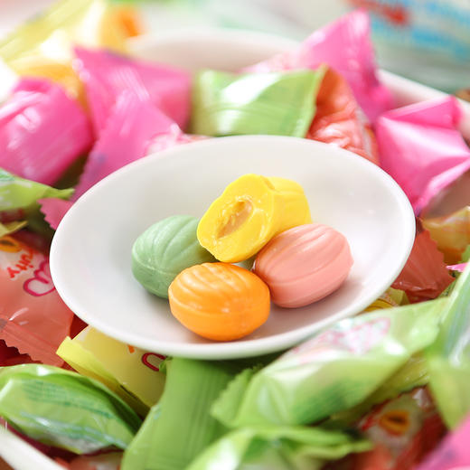 ELVAN/一波糖夹心水果奶糖牛奶硬糖混合味喜糖年货500g 商品图3