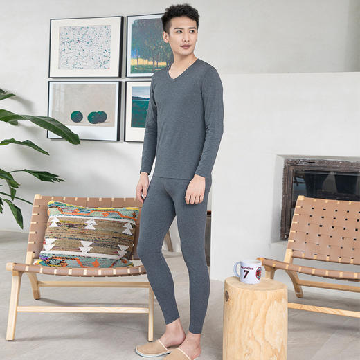 【商场同款】爱帝男士抑菌优可丝商务V领秋衣秋裤套装 商品图4
