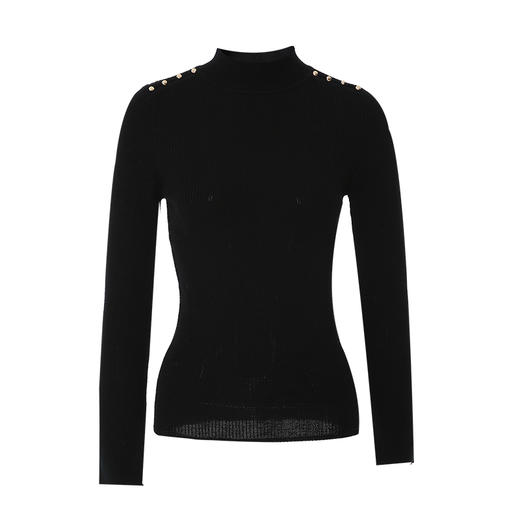 VIMAGE纬漫纪秋新款100%绵羊毛小立领套头纯色薄款打底基础款修身针织衫V1801422 商品图10