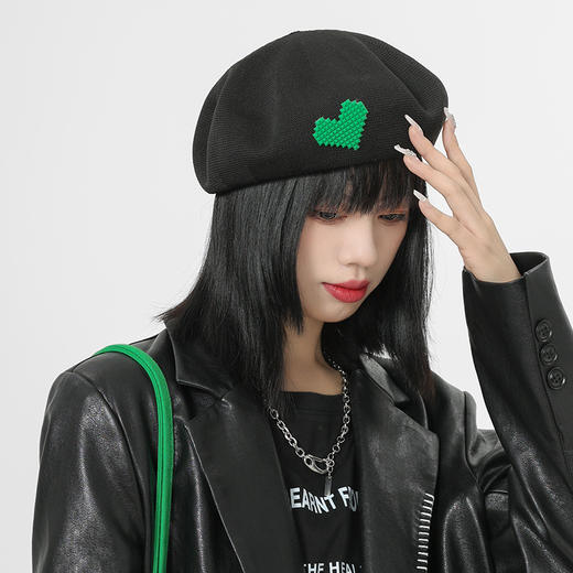 「8款配色！数码爱心贝雷帽」韩版秋冬薄款贝雷帽 复古画家帽 拍照搭配雷锋帽子配饰 商品图1