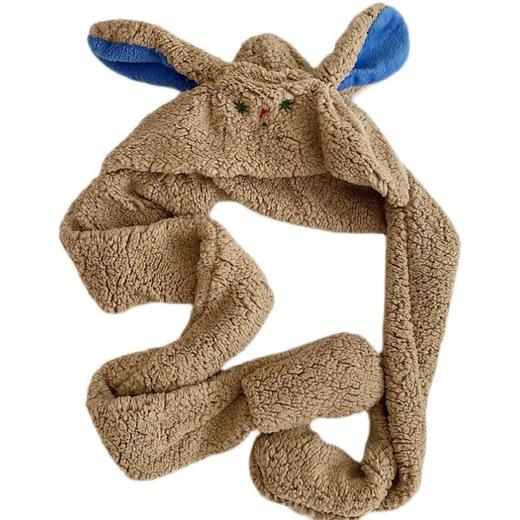 【兔兔保暖三合一！加厚保暖】兔耳朵围巾帽子一体帽女冬百搭毛绒围脖手套三件套可爱冬天保暖 商品图4