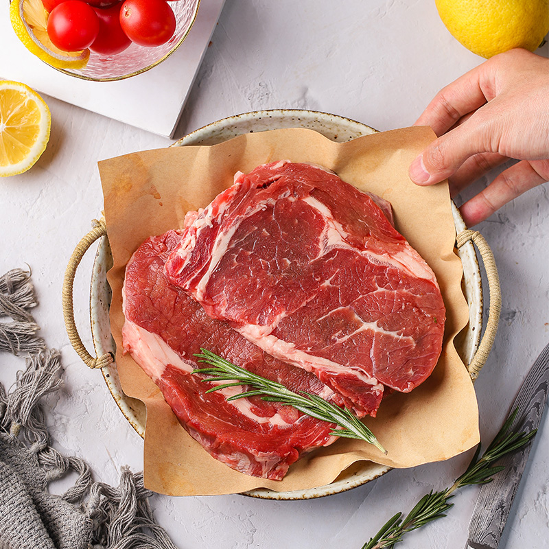 【调理】严选谷饲整切牛排套装650g（3西冷+2肉眼）