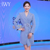 IWY/职业装灰蓝色西装连衣裙女显瘦声乐艺考播音主持人正装演讲礼服女Q12308-L 商品缩略图0