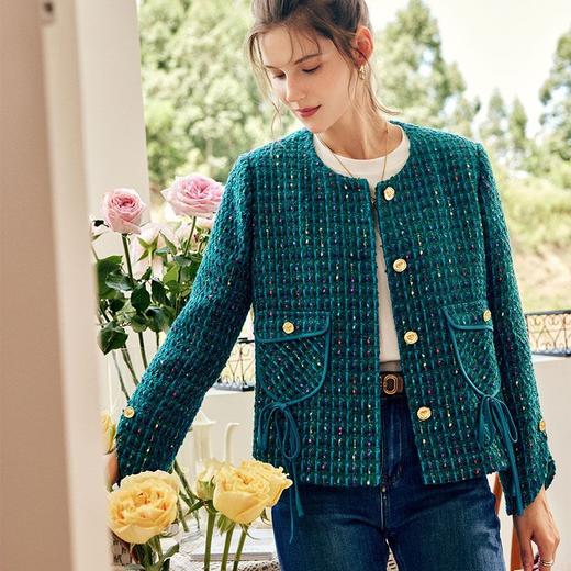 OLrain欧芮儿法式小香风短外套女秋季2022新款时尚气质粗花呢开衫 商品图3