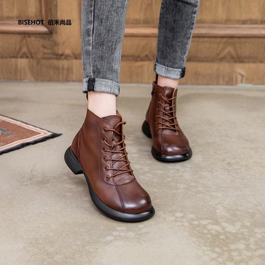 新款厚绒圆头牛皮舒适百搭矮靴933B25506 商品图1