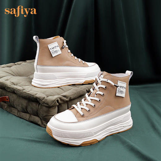 Safiya/索菲娅 网红百搭休闲2022冬季新款小个子厚底系带高帮鞋 SF24116183 商品图1