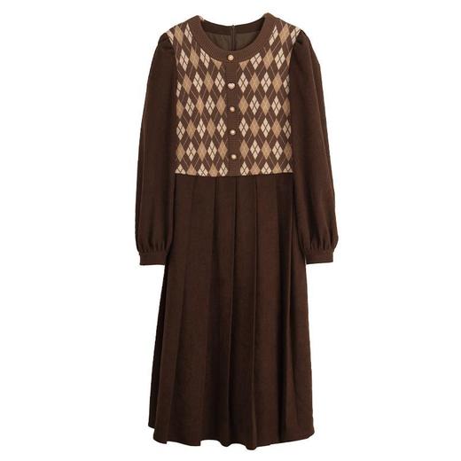 OLrain欧芮儿法式咖色连衣裙女秋季2022新款森系高级感复古茶歇裙 商品图5