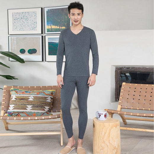 【商场同款】爱帝男士抑菌优可丝商务V领秋衣秋裤套装 商品图1